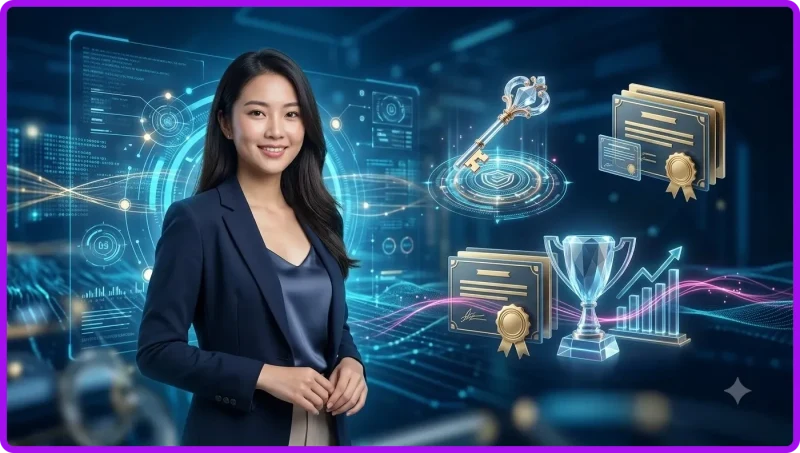 Biểu tượng khiên bảo mật và người dùng với điện thoại trong không gian số hiện đại