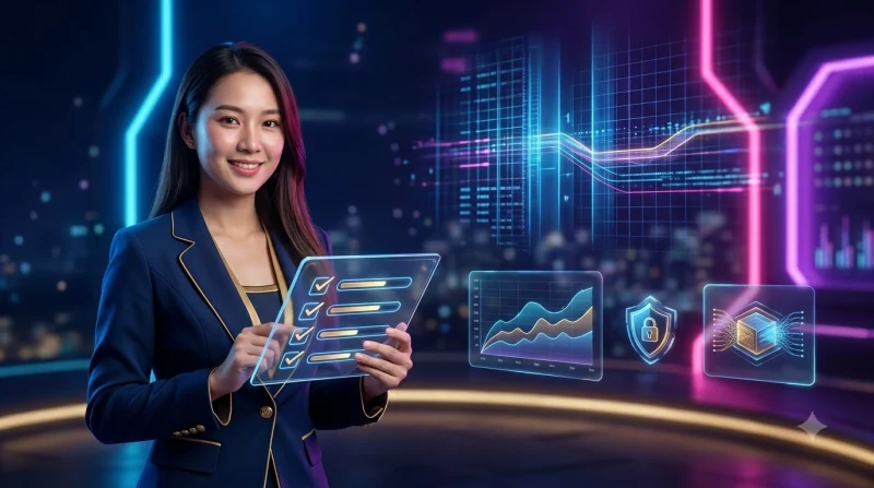 Danh sách kiểm tra theo dõi giao dịch định kỳ trên giao diện hologram chuyên nghiệppp