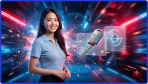 Người dùng tương tác với hệ thống bảo mật trực quan trên nền tảng premium