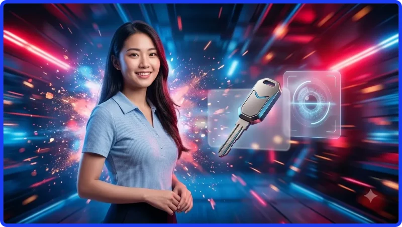 Người dùng tương tác với hệ thống bảo mật trực quan trên nền tảng premium