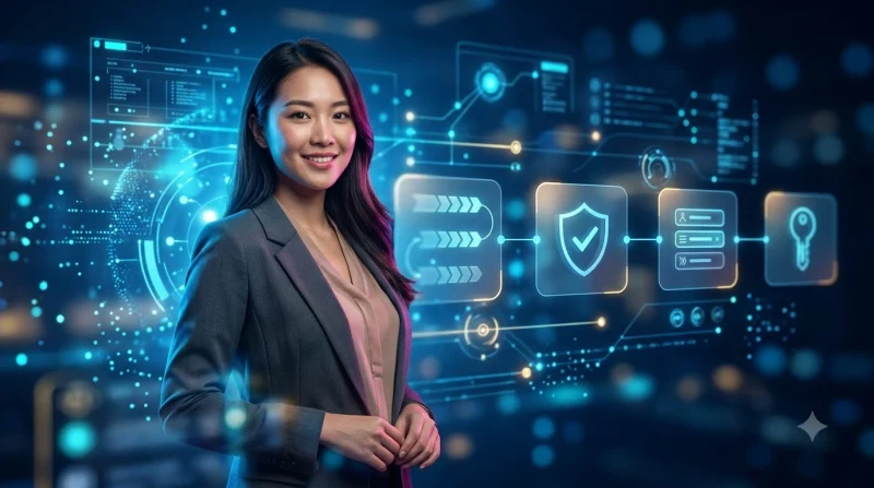 Quy trình mở tài khoản nền tảng trực tuyến từng bước với các biểu tượng hướng dẫn